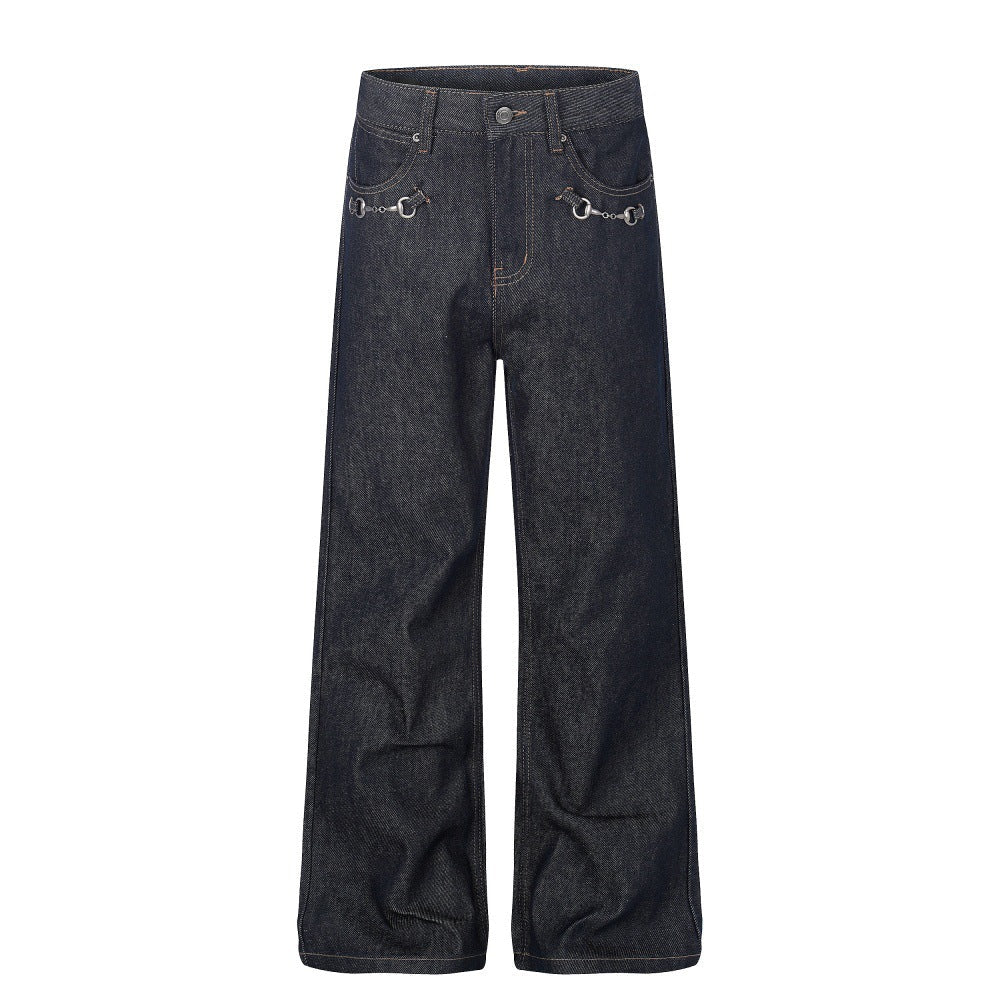 Black Mid Rise Cotton Denim Pants
