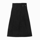 Black Pleated Button Skirt