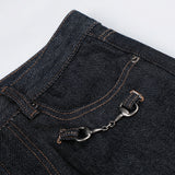 Black Mid Rise Cotton Denim Pants